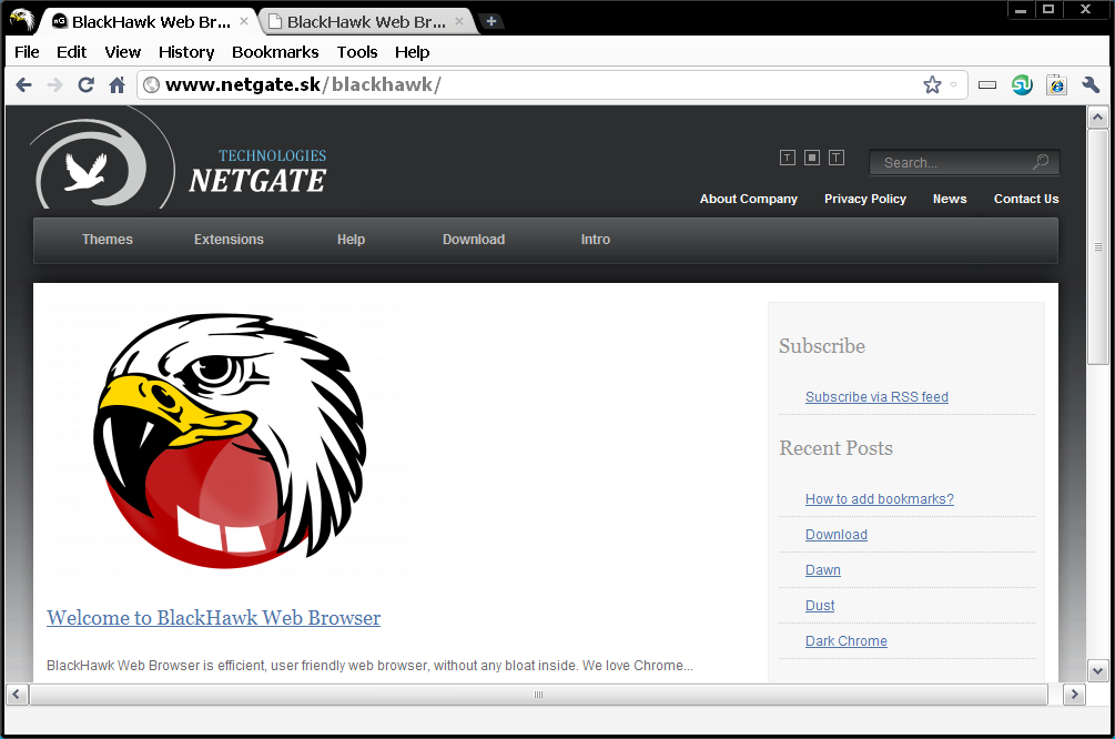 BlackHawk Web Browser screen shot